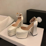 Breakj Wedding Shoes Wedding Shoes Wedding Dress Artifact Thick-Soled Waterproof Table Thick Heel 12Cm High Heels Presided Over The Performance