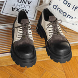 Breakj Patent Leather British Wind Black And White Patchwork Color Small Leather Shoes Men 2024 New Men's Shoes Small Thick Platform