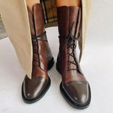 Breakj And Winter New Flat Bottom With Martin Boots Women Hot 43 Yards Pointed Patent Leather Splicing Side And Medium