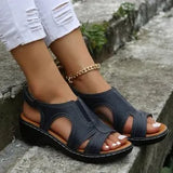 New Summer Sandals Velcro Stitches Hollowed-Out Thick Soles With Large Open-Toed Casual