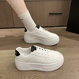 2023 New Loose Cake Platform Small White Shoes Women's Leather Face Women's Single Shoes Light Casual Sports Board Shoes
