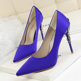 Breakj Korean Version Of Fashion Sexy Metal With Women's Shoes Thin Heel High Heel Shallow Pointed Silk Show