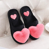 Heart-shaped Slippers Women Warm Cotton Flat Foowear Lady Winter Furry Flip Flops Slippers Female Home Indoor Non-slip