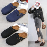 Breakj Flat-Bottomed Lazy Slippers Women Wear Frosted Personality Half-Tomulator Shoes