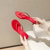 Heels Flip Flops Slippers Sandals Women Shoes Summer New Clip Toe Fashion Dress Women Shoes Slides Zapatos Mujer