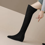 Breakj Wind Retro Knee Long-Tice Boots Women 2025 Autumn And Winter New Fashion Thin Sharp Head Inside The Raised