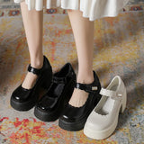 Breakj Wind Small Leather Shoes Female 2023 Spring Autumn New Platform Cake 10Cm Mary Jane Thick Heel High Heels Single