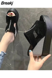 Sandals Women Summer Elegant High Platform Slippers Women Sandalias Mujer Solid High Heels Sandals 2023 Wedge