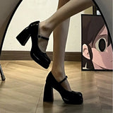 Breakj Head Mary Treasure Shoes Children Small High Heels Waterproof Wedding Shoes Bridesmaid Shoes Buckle With Thick Heel Single
