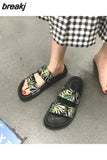 New Summer Women Slipper Casual Beach Open Toe Outside Platform Flat with Non-slip Slide