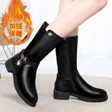 Warm Women's Winter High Snow Boots Brand Designer Chelsea Bottes Female Botas Altas Mujer Fashion Ladies Shoes Black