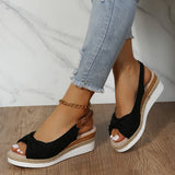 Breakj New Fish Mouth Bow Buckle Thick Bottom Slope Sandals Women's Large Size Hemp Rope Bottom Flat Bottom Women