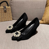 Breakj Hefque Fashion Single-Shoe Women 2025 Spring New Fashion Water Diamond Head Light Moussed Soft Bottom Not Tired Heeled