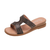 Breakj Women 2025 Spring And Summer New Fashion Water Drill Slope And Cool Slippers Thick Bottom Roman