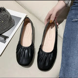 Toe Soft Pu Leather Moccasins Women Loafers Foldable Ballet Flats Solid Grandam Shoes Women Comfy Slip on Ballerina