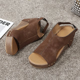 Breakj Spring And Summer New Rivet Slope And Fish Mouth Sandals Women Large Size Waterproof Table Hollow Thick-Soled Women