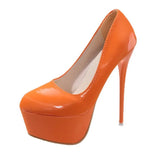 Autumn New Style High Heel Single Shoes Female Spell Color Fine Heel Sexy Single Shoe Waterproof Platform Ultra High Heel Nightclub Women's Shoes