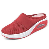 Size Mesh Slippers Women's Shoes Summer Semi-Slippers Air Cushion Leisure Sports Shoes Fly-Woven Mesh Breathable Women's