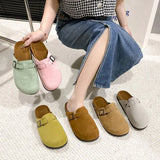 Breakj Shoes Lazy Half Slippers Men And Women Wearing Leather Cork Cool Slippers Casual