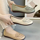Breakj Summer New Soft Soles Hollow Flowers Fashion Casual Bean Shoes Female National Style Retro Mother