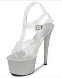 Platform Sandals Women High Heels 17CM Walking Show Outside Large Size Transparent Women ShoesSummer Wedding Pumps Thin