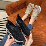 Breakj Shoes Female Summer Breathable Korean Hollow Out Gauze Small White Shoes Casual Set Heel Comfortable Platform Bottom Women's