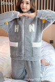 Women's Warm Home Clothes Sleepwear Ladies Flannel Thick Coral Fleec Oversized Woolen Pijama Zipper Plush Coral