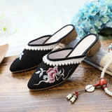 Breakj Sweet Fashion Lady Embroidered Cloth Shoes Bag Toe Slippers Wear Sandals New Summer