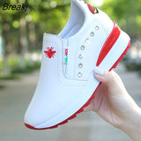 Platform Wedges Women's Sneakers High Quality Rhinestone Mesh Breathable Increased Casual Black Autumn Vulcanized