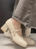 Breakj Net Red Soft Soles Do Not Tired Korean Women's Singles Shoes One-Word Buckle With A Niche Design Sense Mary Jane