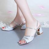 Breakj Summer New Women's Thick Heel With A Toe With Mother Wearing Gold Sand Slippers Children's