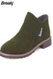 Korean Side Zipper Short Boots Female Low Chelsea Boots Non Slip Frosted Faux Suede Shoes for Women Ankle Boot Size