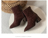Winter New Round Head Frosted Leather Back Zipper Women's Comfortable and Warm External Wearing Bare Boots