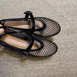 Mesh Hollow Sandals Women Flats Shallow 2024 New Beach Shoes Comfort Retro Female Flat