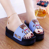 Summer High-heeled Thick Soled Slippers Women's Cute Cartoon Bear Heightening Sandals Shoes Woman Heels Summer Slipper