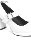 Heels Mary Jeans Pumps 2023 Summer Fashion Ankle Buckle round Toe Women Pumps Elegant Comfy Walking Pumps Plus Size