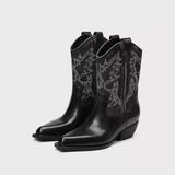 Breakj Boots Women's 2025 New Boots Net Red Embroidery Western Shoes Travel Wears Desert Boots Northwest Knight