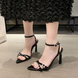 Breakj Sexy Goddess Fan Temperament Sharp-Toned High-Heeled High-Heeled Shoes New Summer One-Character Buckle With Fine