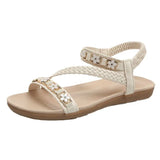 Breakj Sandals Women's Summer 2025 New Bohemian National Wind Weaving Flower Size Flat