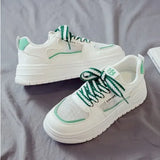 Breakj Breathable Thick-Bottomed Small White Shoes 2025 New Student Leisure Sports Board Shoes Bump Color Tie Women's