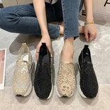 Breakj Shoes Female Summer Breathable Korean Hollow Out Gauze Small White Shoes Casual Set Heel Comfortable Platform Bottom Women's