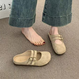 Breakj Shoes 2025 Spring And Summer New Retro Bun Head Thick Bottom Wear A Word With Half-Drag Belt Buckle