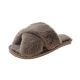 Slippers Female 2023 Autumn And Winter New Women Flat Toe Home Cross Plush
