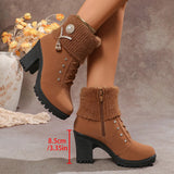 Breakj The Fall Of 2025, The New Women's Boots Water Drilled Wool Mouth High Heel And Large-Size Fashion Shoes