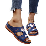 Breakj Large-Size One-Size-In-One Slippers Women's Summer Roman Shoes Heel Thick-Soled Sandals Embroidered Women's Cool