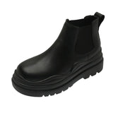 Lemon Green Platform Women Short Boots Slim Thick Sole Leather Chelsea Boots New Mixed Color Height Increase
