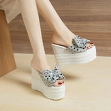 Shoes Lady Butterfly-Knot Ladies' Slippers Slipers Women Luxury Slides On A Wedge Platform Soft 2024