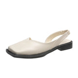 New Style Head Cover Square Heel Sandals Comfortable Flat-Soled Fashionable Square Head Ma Lizhen