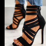 Fashion Fluorescent Green Stretch Fabric Zipper Women Sandals Peep Toe High Heels Hollow Out Ankle Boots