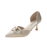 Fashion Women Pumps Pointed Toe Metal Chain Sweet Style Purple Pink Office Dress Shoes Party Pumps Thin High Heels Elegant